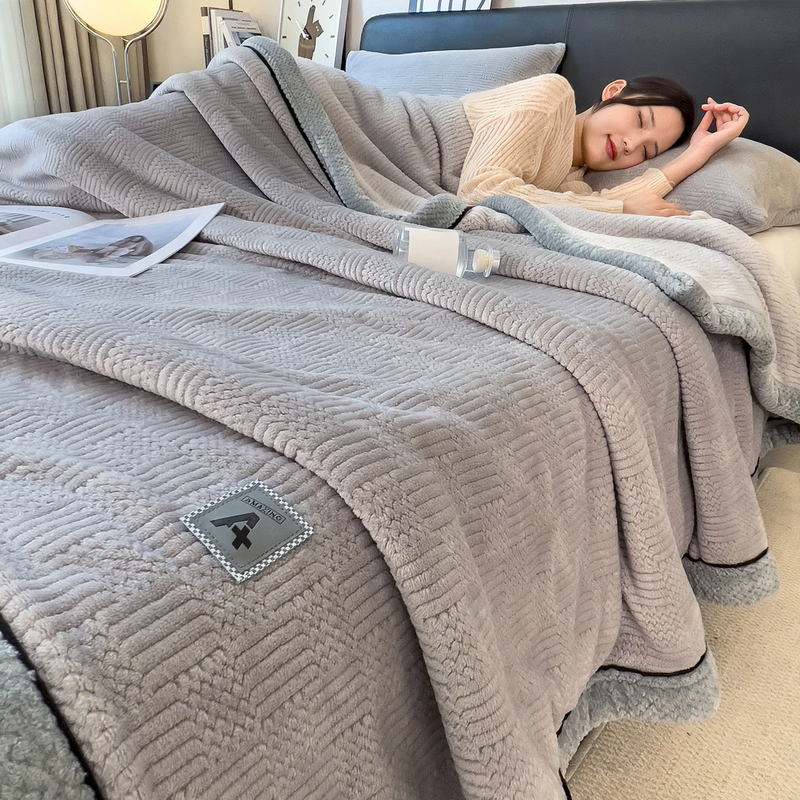 Thick milk fiber fleece blanket, solid color