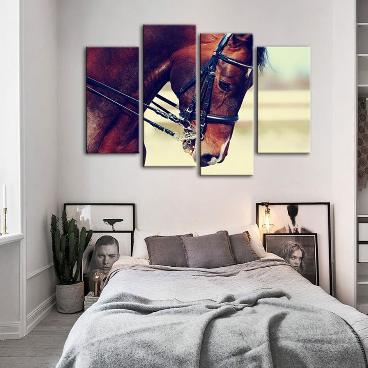 4 Piece Graceful Haltered Horse - Canvas Wall Art Painting | Bowlift