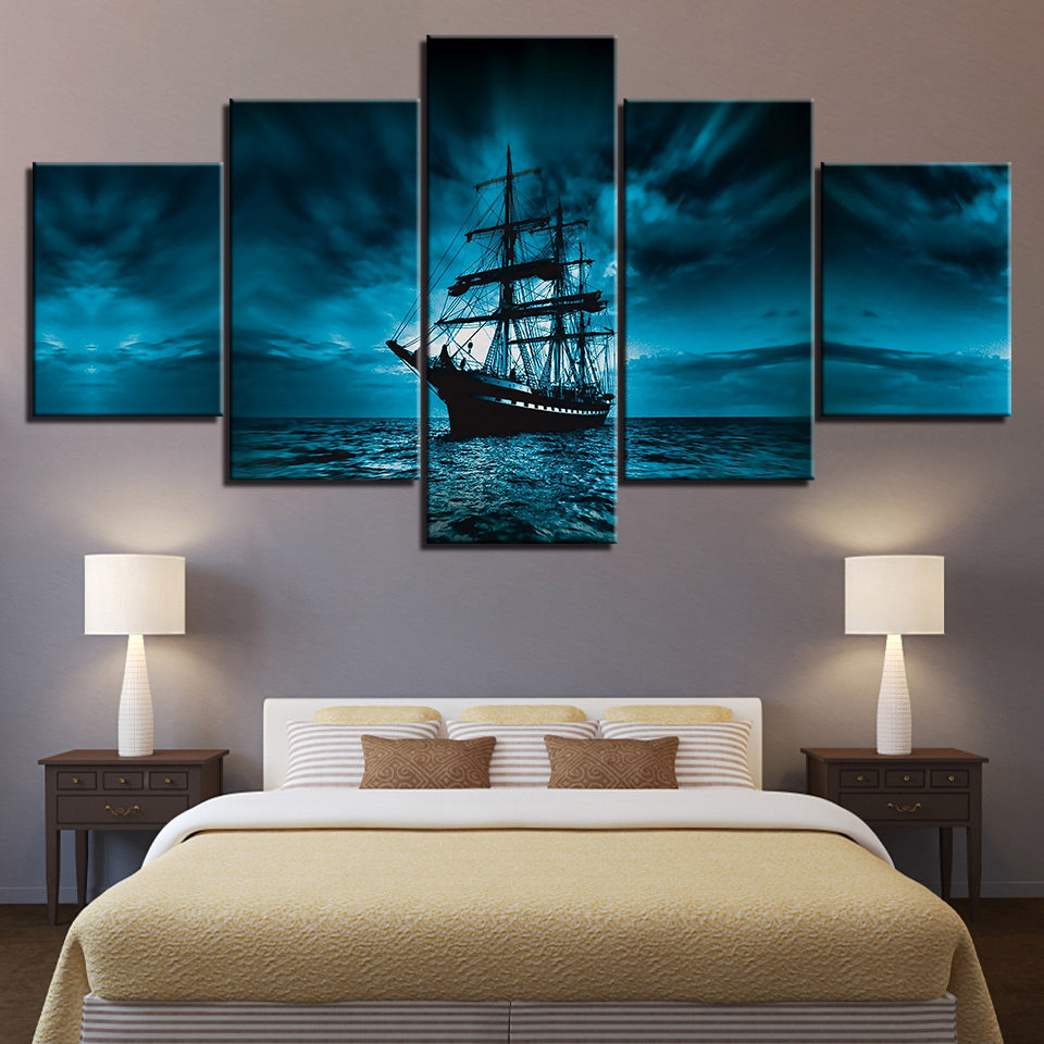 Deep Dark Ship - Canvas Wall Art Painting | Bowlift