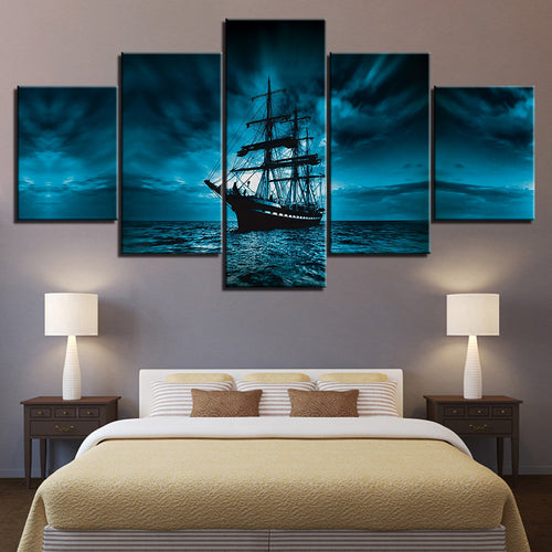 Deep Dark Ship - Canvas Wall Art Painting | Bowlift