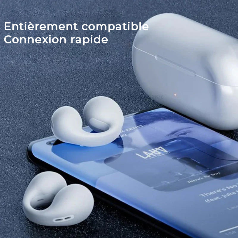 Bone conduction headphones with clip for the ear, wireless | Bowlift