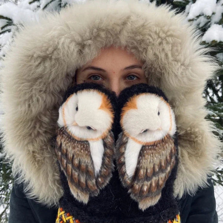 BowLift | Hand Knitted Wool Nordic Mittens With Owls