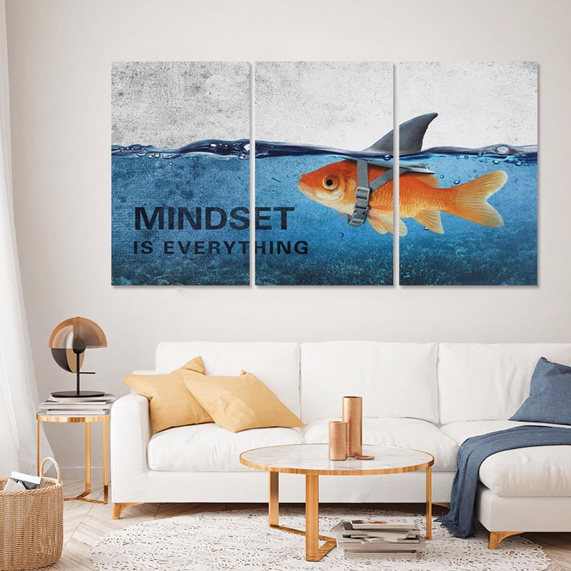 3Pcs Abstract Blue Goldfish Shark Posters Canvas Painting | Bowlift