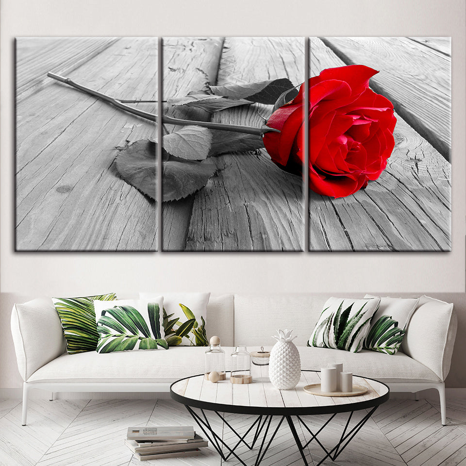 Lonely Rose 3 Piece - Canvas Wall Art Painting | Bowlift