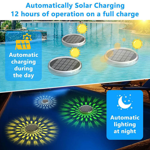 BowLift | 2 PCS - Timer Function Solar-Powered Pool Light with 3 Brightness Levels & 9 Colors