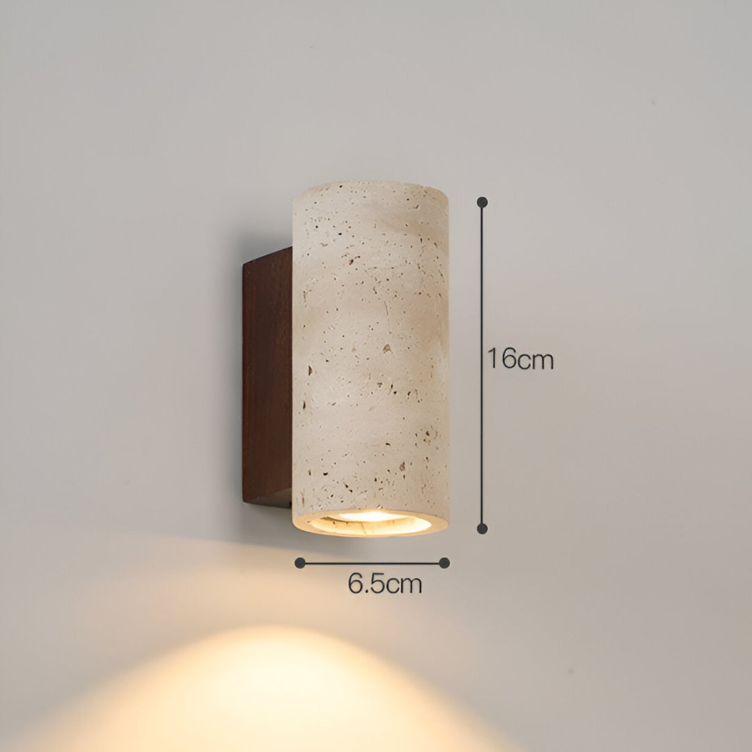 BowLift | Travertine wall lamp in Japandi tube shape