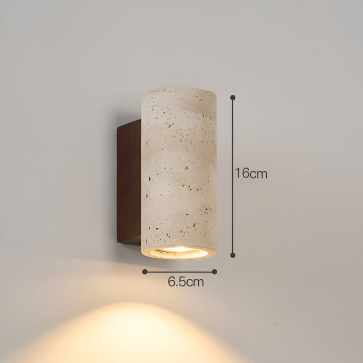BowLift | Travertine wall lamp in Japandi tube shape