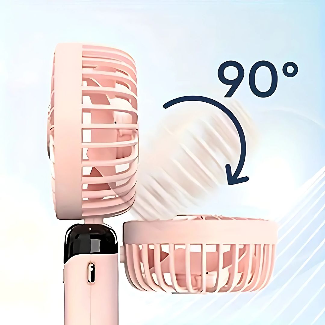 Rechargeable Handheld Mini Fan | 5-Speed, 90-Degree Adjustable & Quiet for Office, Home & Outdoor Use | Bowlift