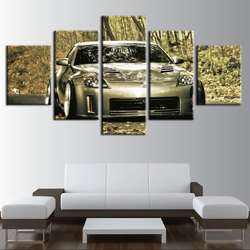5 Piece Close Up Metallic Car - Canvas Wall Art Painting | Bowlift