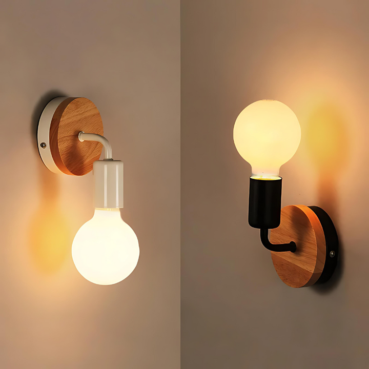 LumiEra - Elegant wall lamp made of iron and wood in Nordic style | Bowlift
