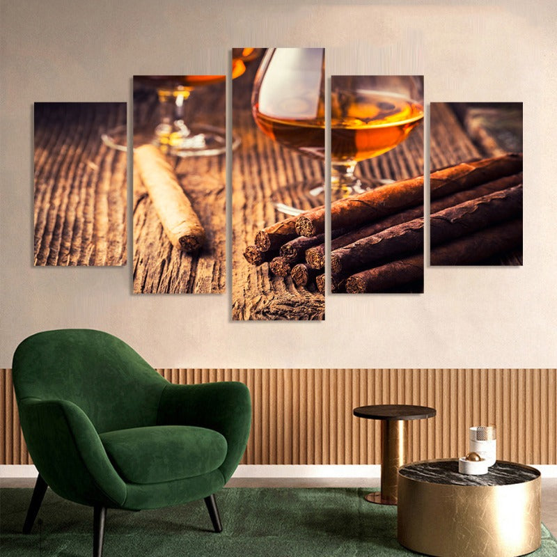 5 Piece Beautiful Brown Abstract - Canvas Wall Art Painting | Bowlift