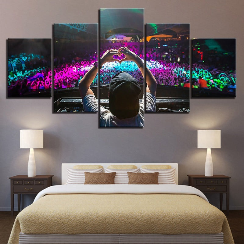 5 Piece Crowded DJ Concert - Canvas Wall Art Painting | Bowlift