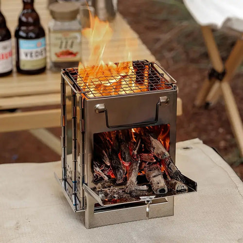 BowLift | Outdoor Folding Wood Stove Mini Stainless Steel Grill Camping Picnic