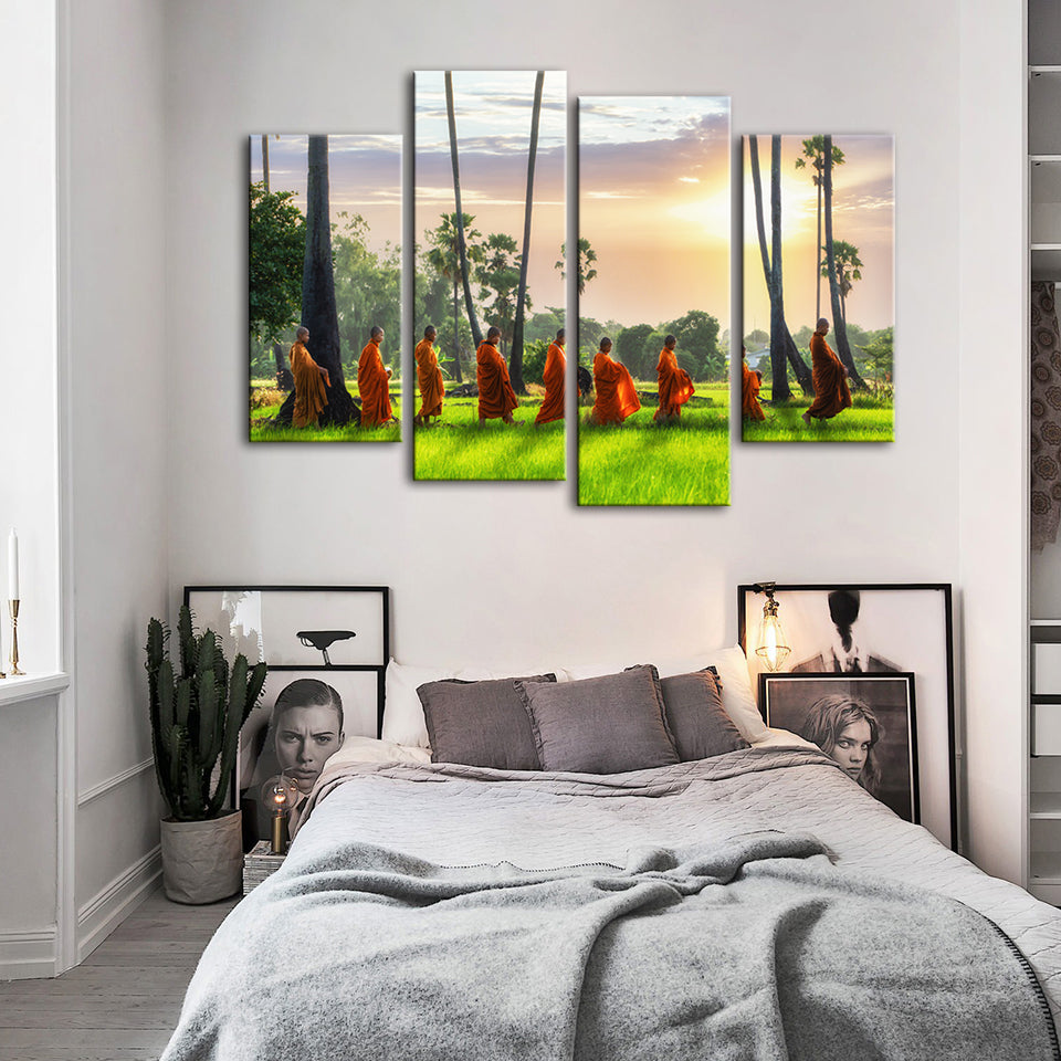 Morning Walk 4 Piece - Canvas Wall Art Painting | Bowlift