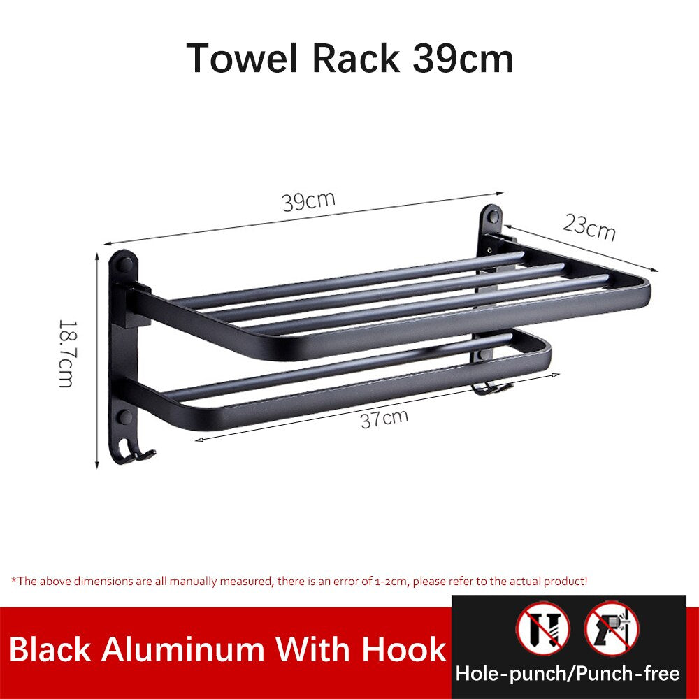 BowLift | Easy Organizer Bathroom Aluminum Foldable Towel Rack