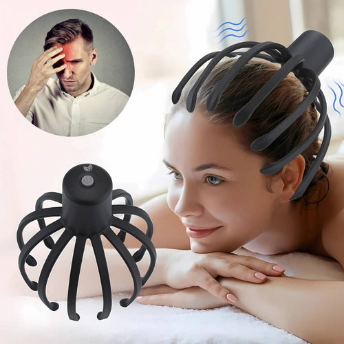 CalmFlow Smart Electric Octopus Head Massager | Scalp Massage - Stress Relief - Improved Sleep - Multi-Directional Vibration Head Massager Bowlift