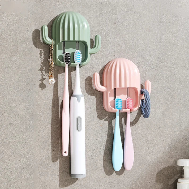 Wall Toothbrush Holder Cactus Shape Bowlift