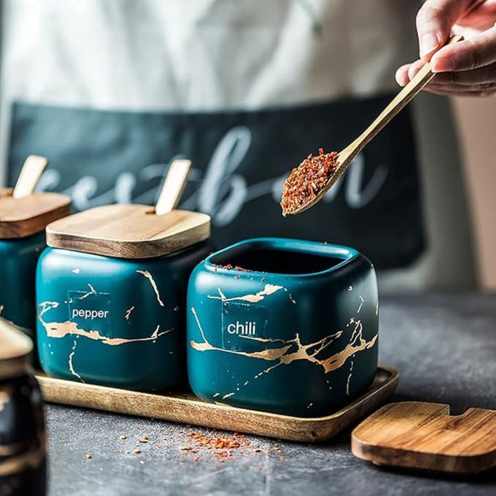 BowLift | Royal Vein Porcelain Spice Jar Set