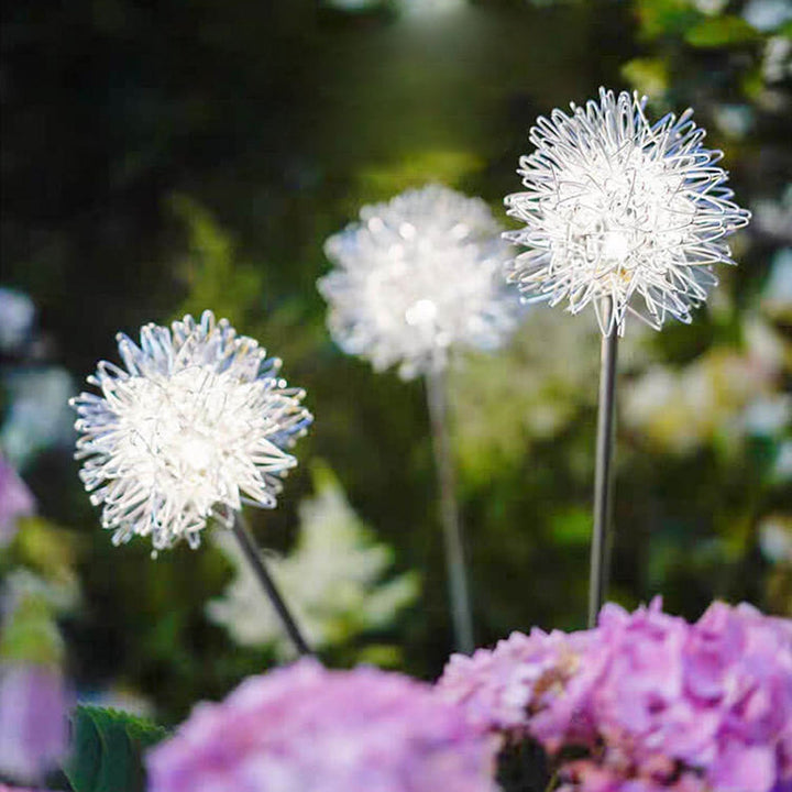 Solar Dandelion Aluminum Wire Globe Light LED Outdoor Waterproof Luminous Garden Insert Ground Landscape Light | Bowlift