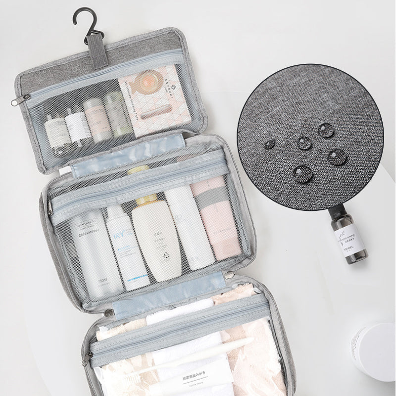 BowLift | Travelique Travel Cosmetic Organizer | Compact & Water-Repellent | With 4 Compartments & 360° Hook | For Women & Men