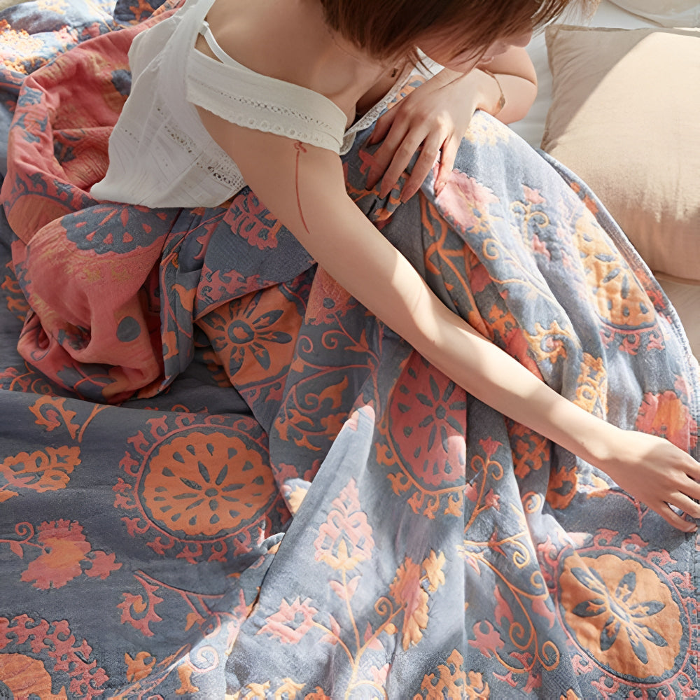 BowLift | Rustic Floral Cotton Reversible Blanket