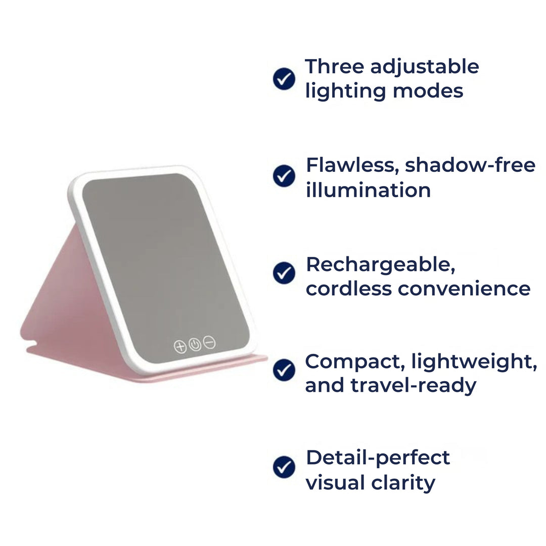 Adjustable 3-Colour Lighting – Rechargeable Portable Design – Perfect for Travellers & Beauty Fans Bowlift