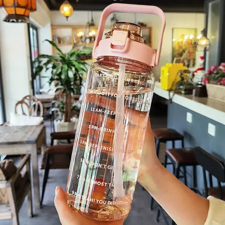 BowLift | 2L Portable Sports Water Bottle with Straw and Time Markings