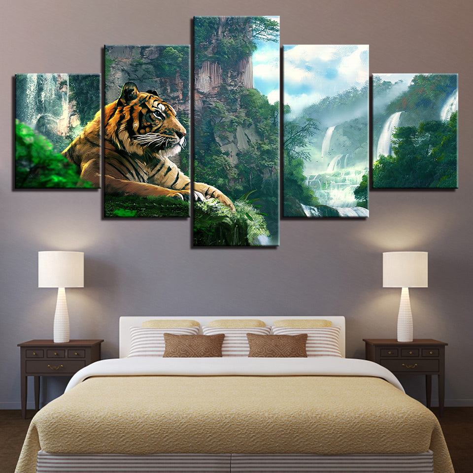 Perched Tiger - Canvas Wall Art Painting | Bowlift