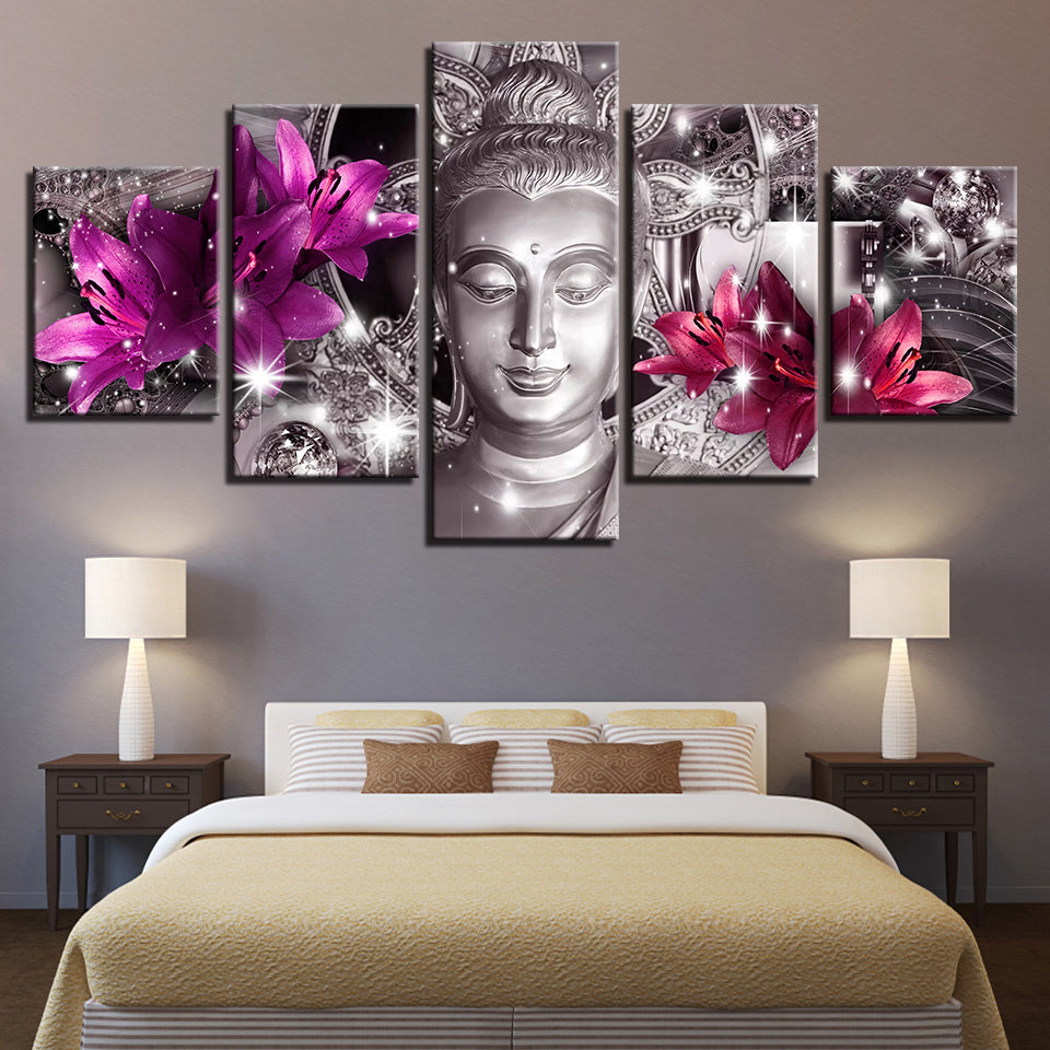 Peaceful Lilies 5 Piece - Canvas Wall Art Paintings | Bowlift