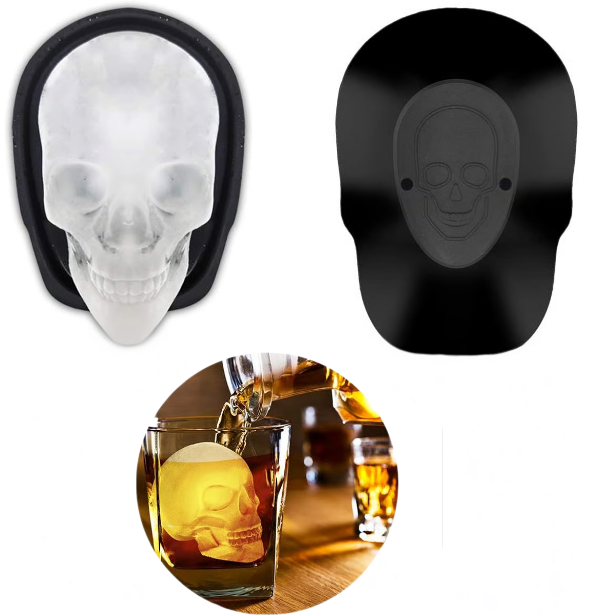 BowLift | Halloween Skull Ice Mold | 3D Silicone Tray | Food-Grade, Heat-Resistant & Dishwasher Safe