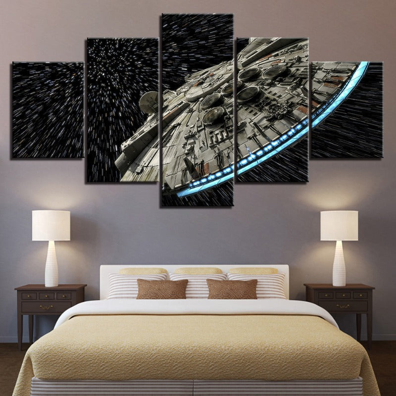 5 Piece Captivating UFO In The Galaxy - Canvas Wall Art Painting | Bowlift