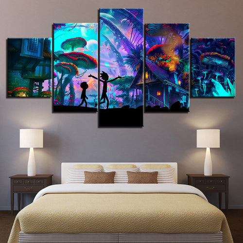 Ricky's Mushroom City - Canvas Wall Art Painting | Bowlift