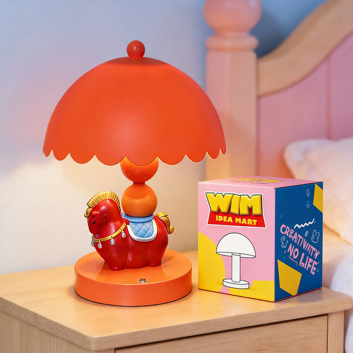 Horse figurine table lamp with dimming function