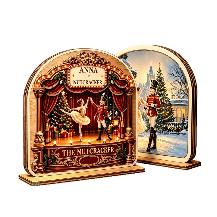 Nutcracker & Ballerina, 2D Wooden Stand, 15x12 cm