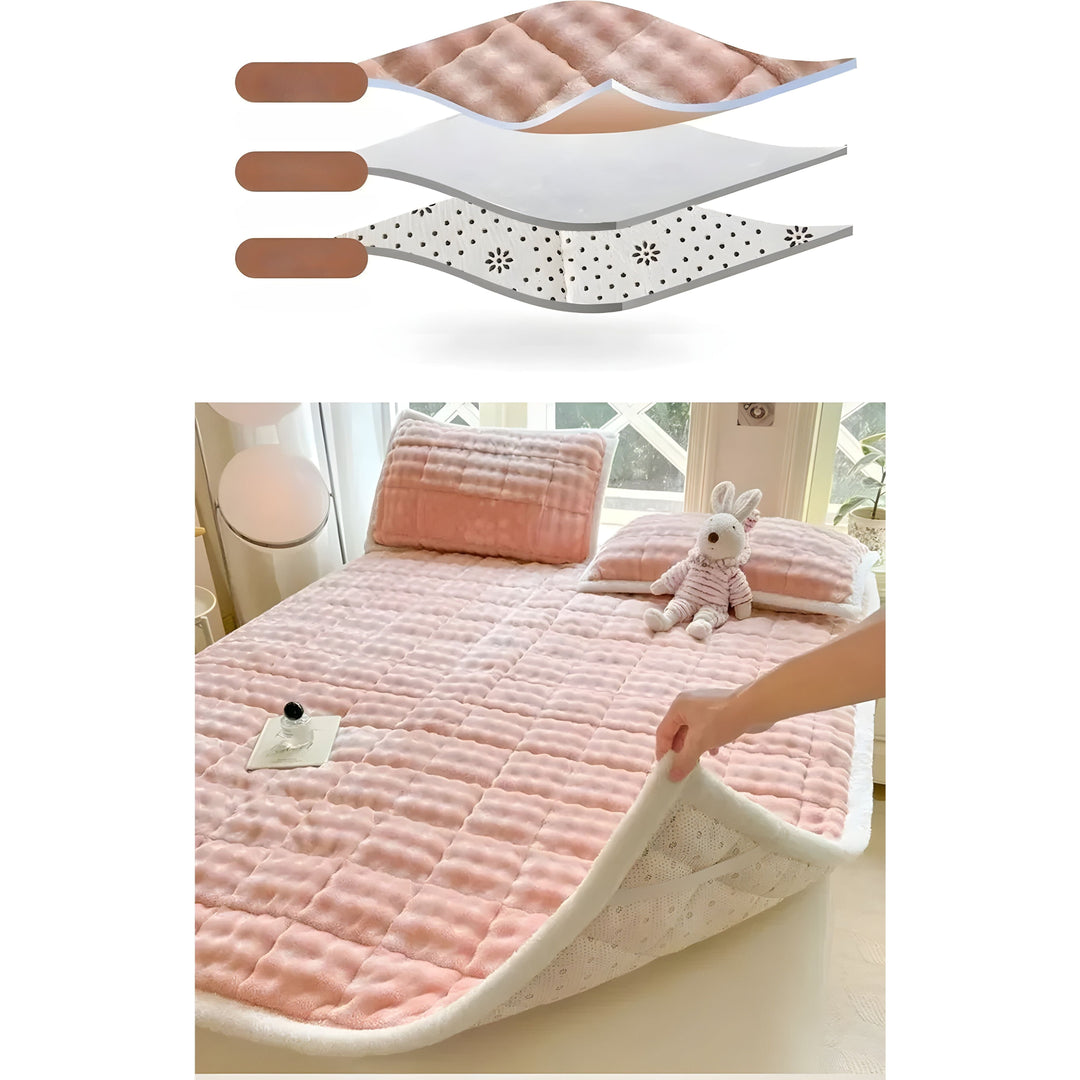 VelvetRest Bedding Set - Warmer Winter Milk Velvet Anti-Slip Mattress Cover | Bowlift