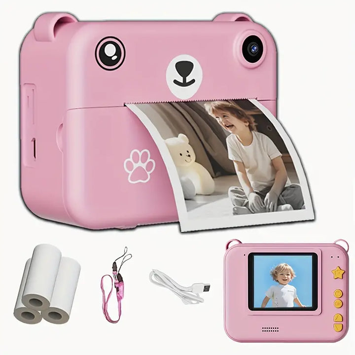 BowLift | SnapKid Instant Print Camera for Kids – 1080P HD Photo & Video with Printing Paper & USB Charger