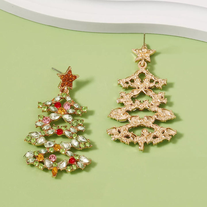 BowLift | Christmas Tree Earrings with Rhinestones