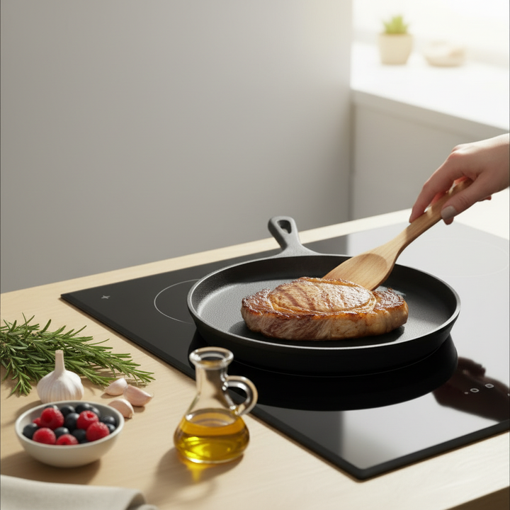 Cast iron pan 26 cm for even frying results | Bowlift