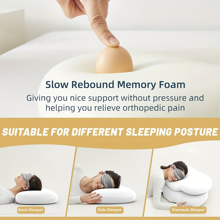 1pc Oval Macaron Pillow Cervical Memory Foam Pillow, Cooling Bed Pillow For Sleeping - Neck Pillows For Pain Relief Sleeping, Contour Support Ergonomic Pillow For Side Back Stomach Sleepers Using High And Low Partition | Bowlift