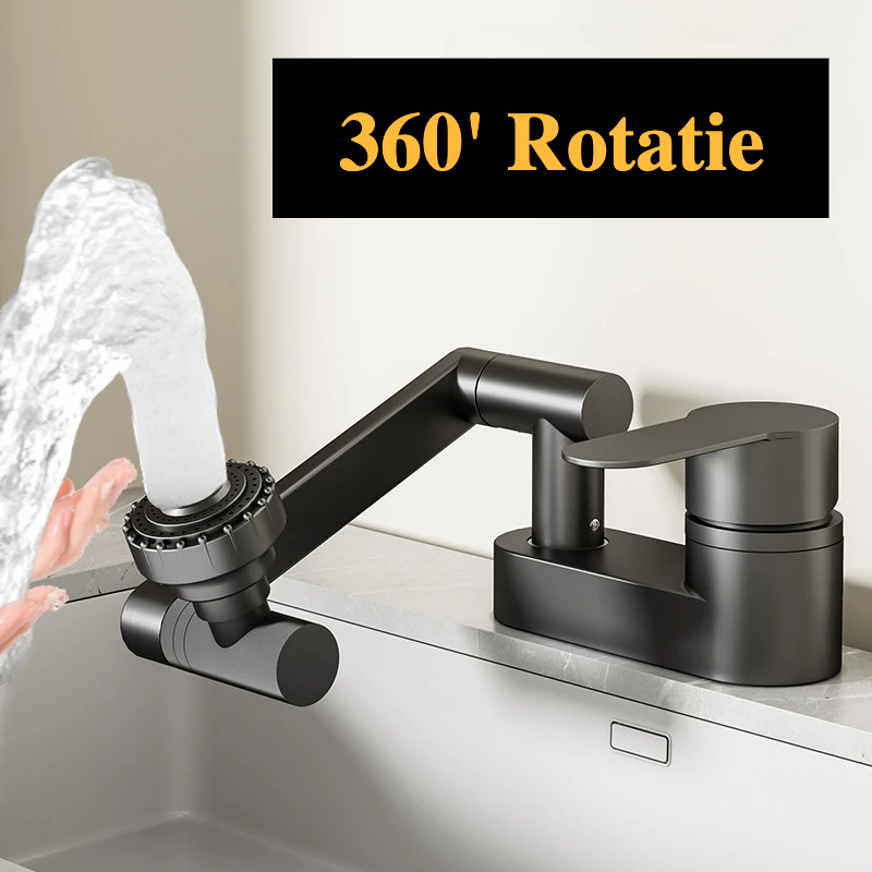 Aqua Twist Duo-Flex Basin Mixer – 360° swiveling two-hole faucet for hot and cold water Bowlift