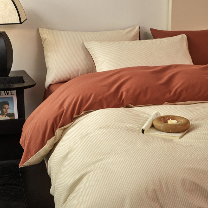 Warm cotton bedding set with brushed surface
