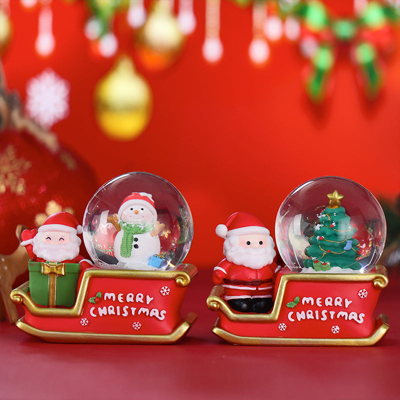 Christmas snow globe with lighting and snow effect