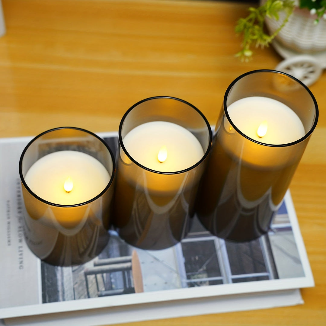 FlamelessGlow – Gray LED Candle with Timer Bowlift