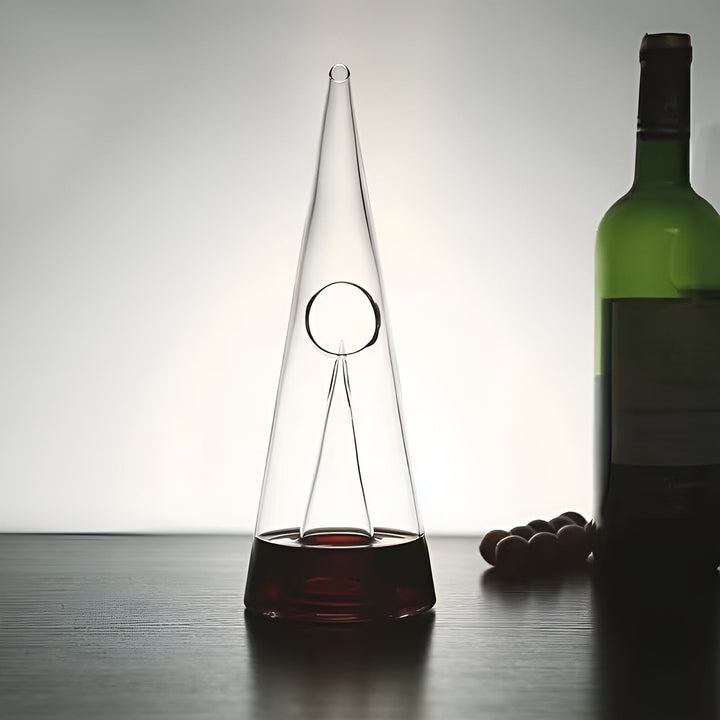 Red Wine Decanter made of Glass – Stylish Aeration with Waterfall Pouring | Includes Cooling Container | Bowlift