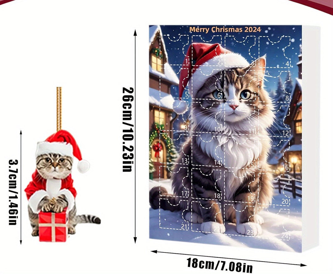 BowLift | Vintage Cats Advent Calendar – 24-piece Christmas Calendar with Acrylic Hang Tags