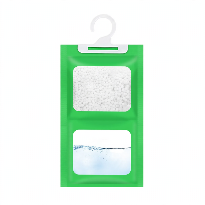 Dehumidification box and bag for moisture regulation
