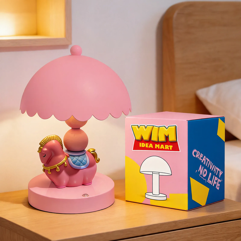 Horse figurine table lamp with dimming function