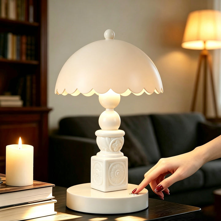 French Column Table Lamp with Carving