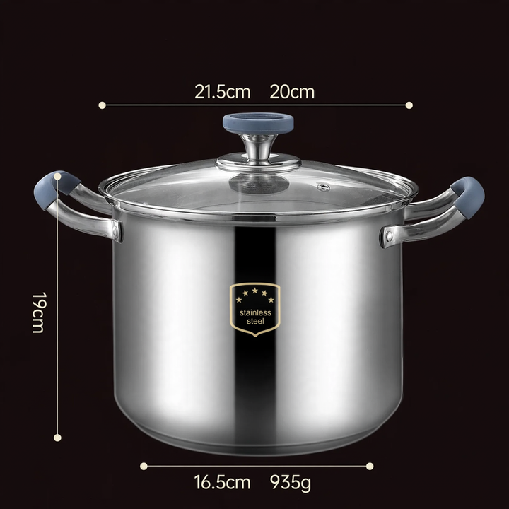 Stainless Steel Soup Pot 24 cm with Glass Lid
