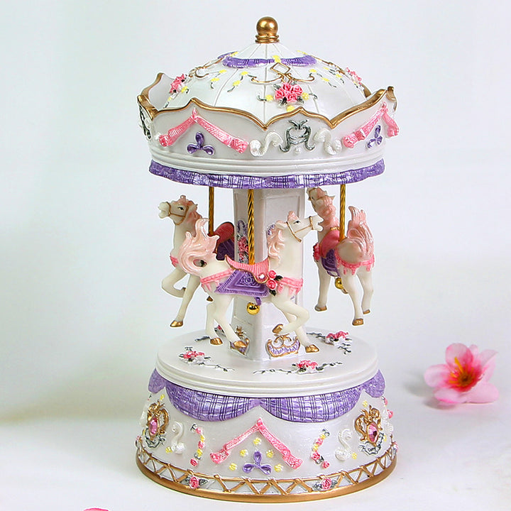 Carousel music box made of resin, hand-painted